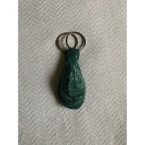 Bamboo Trading Company Blue‎ Beaded Double Ring Handle Evening Bag Vtg Y2K